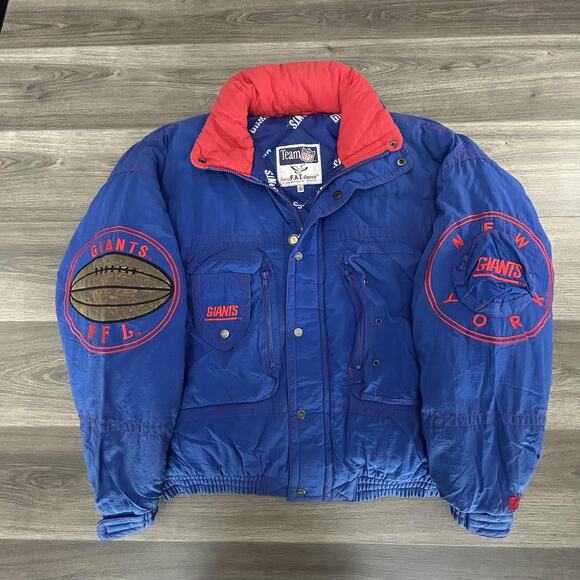 Vintage New York Giants Jacket Mens Large Blue NFL Football Triple FAT Goose 90s - Picture 1 of 10
